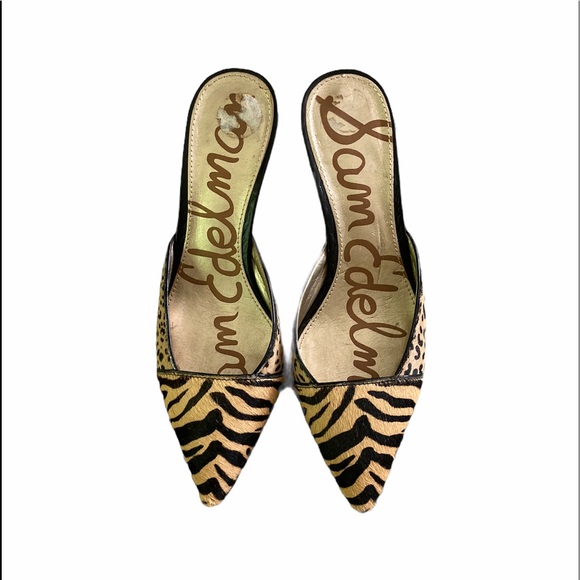Sam Edelman Odelia Animal Leopard Mules Heels - Picture 6 of 14